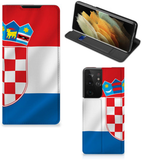 B2Ctelecom Leuk Hoesje Samsung Galaxy S21 Ultra Smart Cover Kroatische Vlag