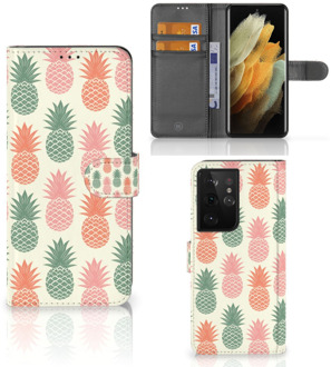 B2Ctelecom Leuk Hoesje Samsung Galaxy S21 Ultra Smartphone Hoesje Ananas