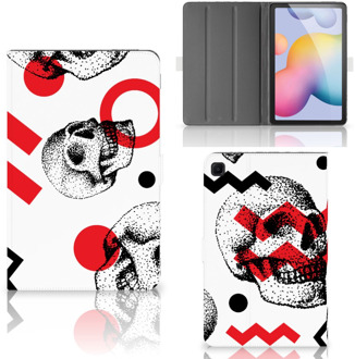 B2Ctelecom Leuk Hoesje Samsung Galaxy Tab S6 Lite Hoes met Magneetsluiting Skull Red