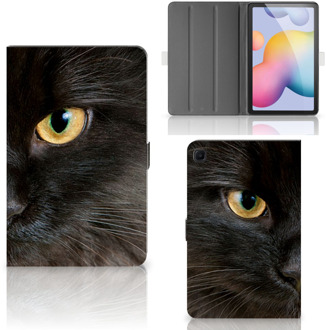 B2Ctelecom Leuk Hoesje Samsung Galaxy Tab S6 Lite Hoesje met Magneetsluiting Zwarte Kat