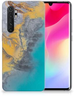 B2Ctelecom Leuk Hoesje Xiaomi Mi Note 10 Lite Telefoonhoesje Marble Blue Gold