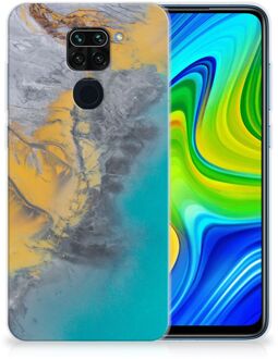 B2Ctelecom Leuk Hoesje Xiaomi Redmi Note9 Telefoonhoesje Marble Blue Gold