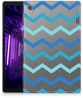 B2Ctelecom Leuk Siliconen Hoes Lenovo Tab M10 HD (2de generatie) Cover Zigzag Blauw met doorzichte zijkanten