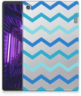 B2Ctelecom Leuk Siliconen Hoes Lenovo Tab M10 Plus Cover Zigzag Blauw met doorzichte zijkanten