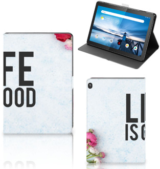 B2Ctelecom Leuk Tablethoesje Lenovo Tablet M10 Tablet Hoes met Standaard Life is Good