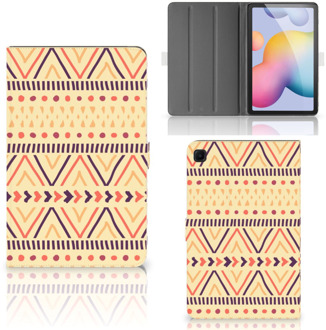 B2Ctelecom Leuk Tablethoesje Samsung Galaxy Tab S6 Lite Hoesje met Standaard Aztec Yellow