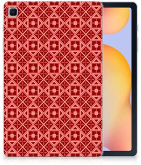 B2Ctelecom Leuk Tablethoesje Samsung Galaxy Tab S6 Lite TPU Siliconen Bumper Batik Red met doorzichte zijkanten