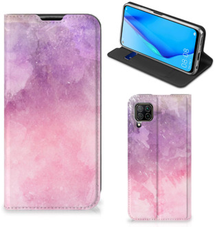 B2Ctelecom Leuk Telefoonhoesje Huawei P40 Lite Bookcase Cover Pink Purple Paint