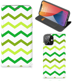 B2Ctelecom Leuk Telefoonhoesje iPhone 12 | iPhone 12 Pro Bookcase Zigzag Groen