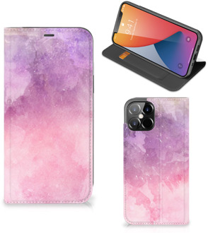 B2Ctelecom Leuk Telefoonhoesje iPhone 12 Pro Max Bookcase Cover Pink Purple Paint