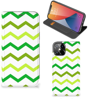 B2Ctelecom Leuk Telefoonhoesje iPhone 12 Pro Max Bookcase Zigzag Groen