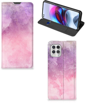 B2Ctelecom Leuk Telefoonhoesje Motorola Moto G100 Bookcase Cover Pink Purple Paint