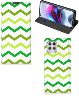 B2Ctelecom Leuk Telefoonhoesje Motorola Moto G100 Bookcase Zigzag Groen