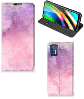 B2Ctelecom Leuk Telefoonhoesje Motorola Moto G9 Plus Bookcase Cover Pink Purple Paint