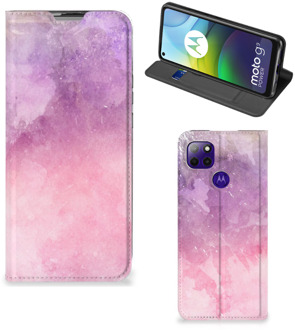 B2Ctelecom Leuk Telefoonhoesje Motorola Moto G9 Power Bookcase Cover Pink Purple Paint