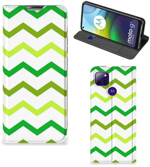 B2Ctelecom Leuk Telefoonhoesje Motorola Moto G9 Power Bookcase Zigzag Groen