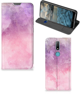 B2Ctelecom Leuk Telefoonhoesje Nokia 2.4 Bookcase Cover Pink Purple Paint