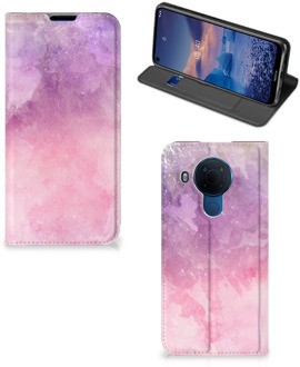 B2Ctelecom Leuk Telefoonhoesje Nokia 5.4 Bookcase Cover Pink Purple Paint