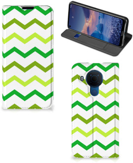 B2Ctelecom Leuk Telefoonhoesje Nokia 5.4 Bookcase Zigzag Groen