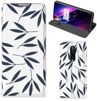 B2Ctelecom Leuk Telefoonhoesje OnePlus 8 Smart Cover Leaves Blue