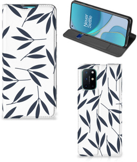 B2Ctelecom Leuk Telefoonhoesje OnePlus 8T Smart Cover Leaves Blue