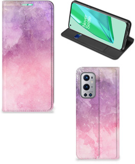 B2Ctelecom Leuk Telefoonhoesje OnePlus 9 Pro Bookcase Cover Pink Purple Paint