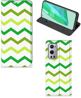 B2Ctelecom Leuk Telefoonhoesje OnePlus 9 Pro Bookcase Zigzag Groen