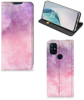 B2Ctelecom Leuk Telefoonhoesje OnePlus Nord N10 5G Bookcase Cover Pink Purple Paint