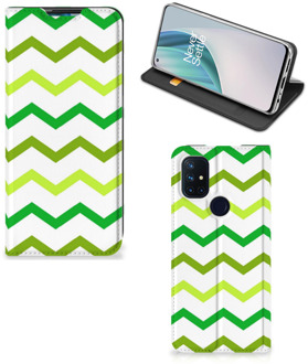 B2Ctelecom Leuk Telefoonhoesje OnePlus Nord N10 5G Bookcase Zigzag Groen