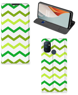 B2Ctelecom Leuk Telefoonhoesje OnePlus Nord N100 Bookcase Zigzag Groen