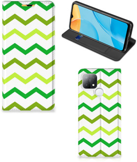 B2Ctelecom Leuk Telefoonhoesje OPPO A15 Bookcase Zigzag Groen