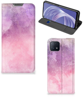 B2Ctelecom Leuk Telefoonhoesje OPPO A73 5G Bookcase Cover Pink Purple Paint