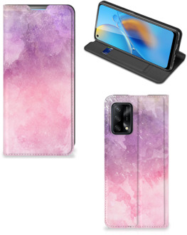 B2Ctelecom Leuk Telefoonhoesje OPPO A74 4G Bookcase Cover Pink Purple Paint