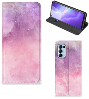 B2Ctelecom Leuk Telefoonhoesje OPPO Find X3 Lite Bookcase Cover Pink Purple Paint