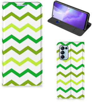 B2Ctelecom Leuk Telefoonhoesje OPPO Find X3 Lite Bookcase Zigzag Groen