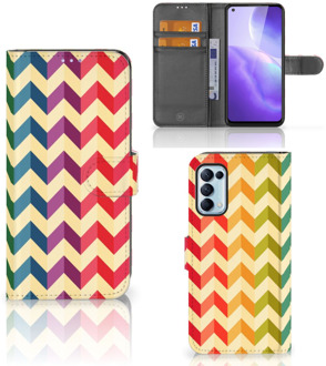 B2Ctelecom Leuk Telefoonhoesje OPPO Find X3 Lite Smartphone Hoesje Zigzag Color