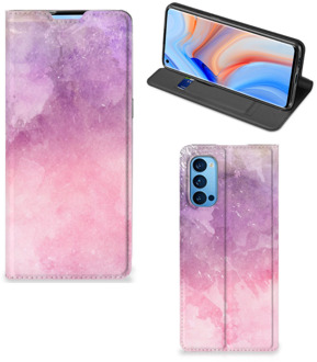 B2Ctelecom Leuk Telefoonhoesje OPPO Reno4 Pro 5G Bookcase Cover Pink Purple Paint