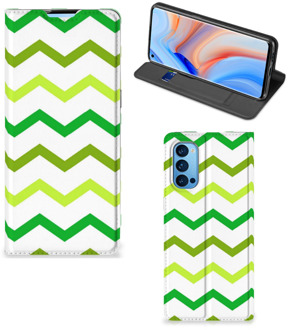 B2Ctelecom Leuk Telefoonhoesje OPPO Reno4 Pro 5G Bookcase Zigzag Groen