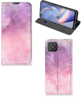 B2Ctelecom Leuk Telefoonhoesje OPPO Reno4 Z 5G Bookcase Cover Pink Purple Paint