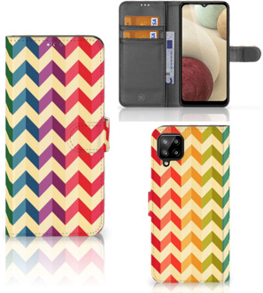 B2Ctelecom Leuk Telefoonhoesje Samsung Galaxy A12 Smartphone Hoesje Zigzag Color