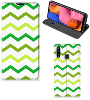 B2Ctelecom Leuk Telefoonhoesje Samsung Galaxy A20s Bookcase Zigzag Groen