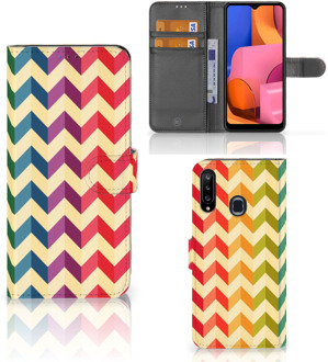 B2Ctelecom Leuk Telefoonhoesje Samsung Galaxy A20s Smartphone Hoesje Zigzag Color