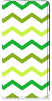 B2Ctelecom Leuk Telefoonhoesje Samsung Galaxy A21s Bookcase Zigzag Groen