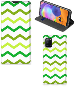 B2Ctelecom Leuk Telefoonhoesje Samsung Galaxy A31 Bookcase Zigzag Groen