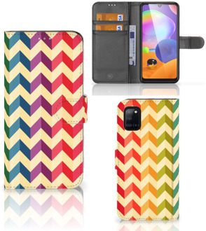 B2Ctelecom Leuk Telefoonhoesje Samsung Galaxy A31 Smartphone Hoesje Zigzag Color