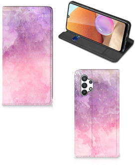 B2Ctelecom Leuk Telefoonhoesje Samsung Galaxy A32 4G Bookcase Cover Pink Purple Paint