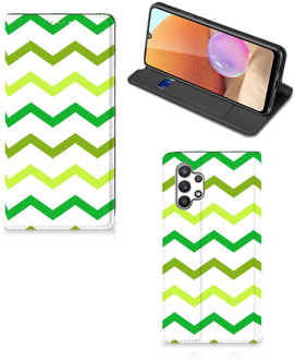 B2Ctelecom Leuk Telefoonhoesje Samsung Galaxy A32 4G Bookcase Zigzag Groen