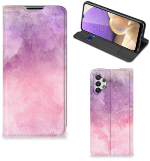 B2Ctelecom Leuk Telefoonhoesje Samsung Galaxy A32 5G Bookcase Cover Pink Purple Paint