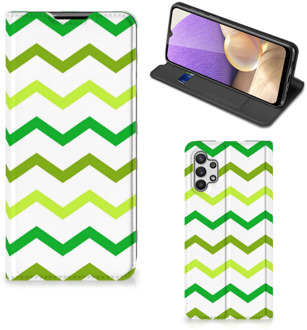 B2Ctelecom Leuk Telefoonhoesje Samsung Galaxy A32 5G Bookcase Zigzag Groen