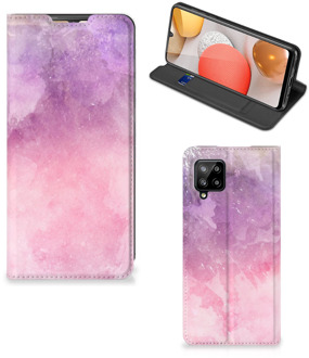 B2Ctelecom Leuk Telefoonhoesje Samsung Galaxy A42 Bookcase Cover Pink Purple Paint